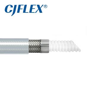 CJFLEX TCSSI 硅胶包覆钢丝编织增强波纹特氟龙软管